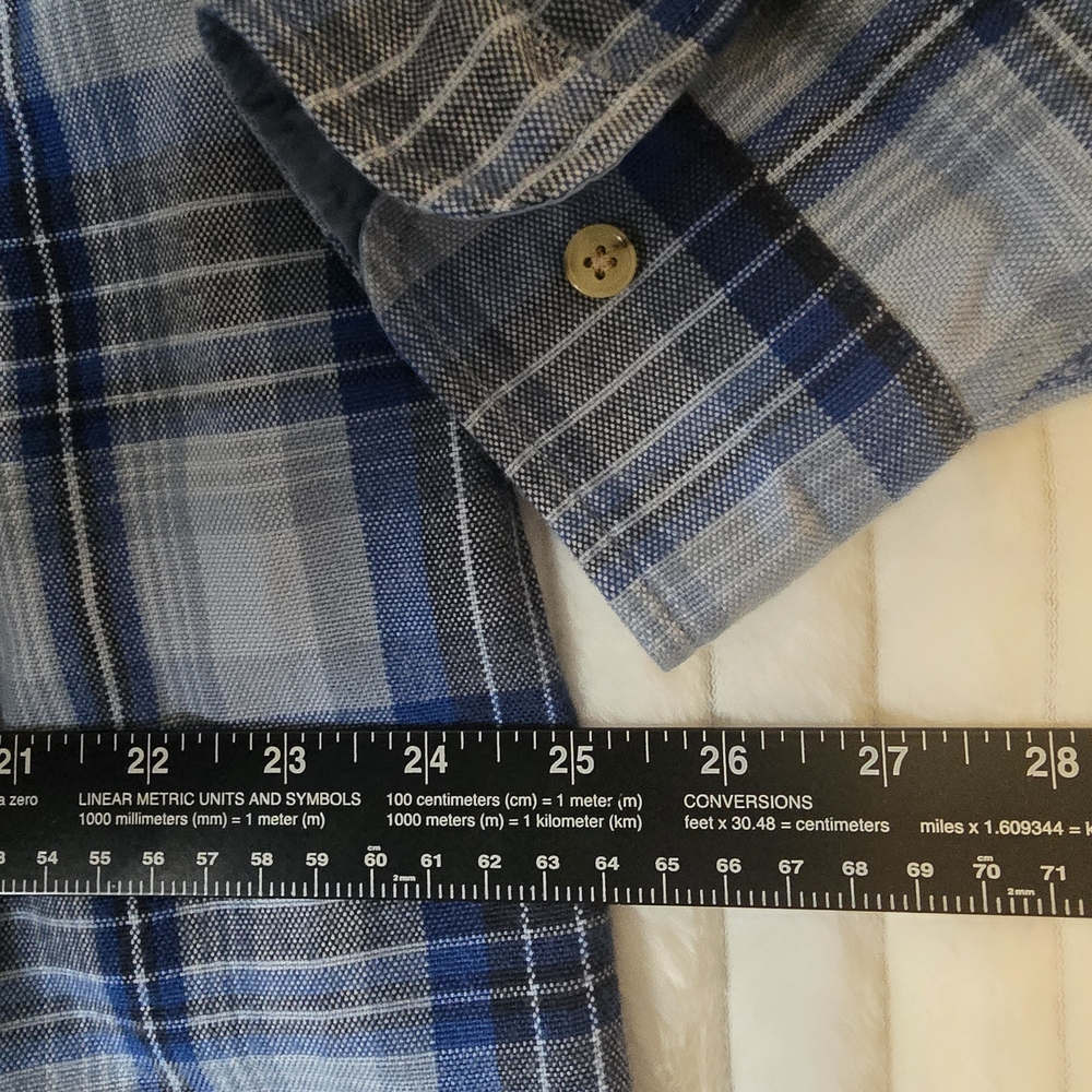 John Blair Blue Plaid Shirt XL - Picture 4 of 5
